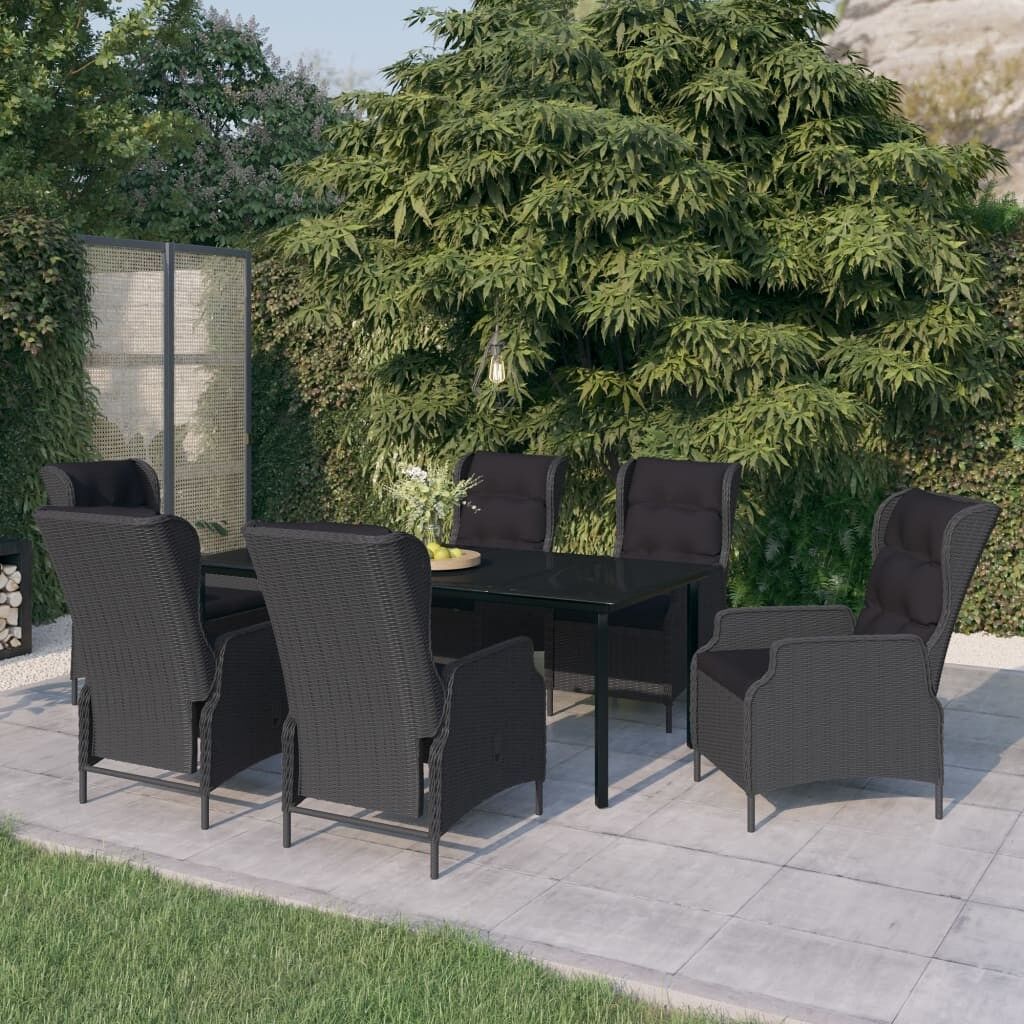 Juego de comedor para jardín 7 piezas gris oscuro vidaxl