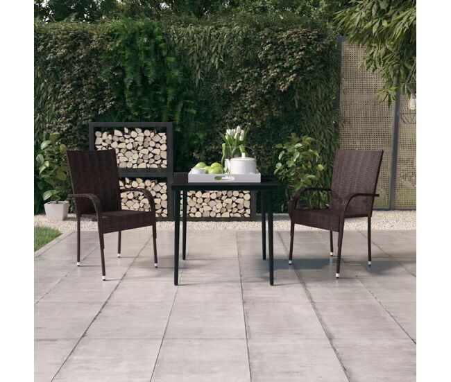 Juego de comedor para jardín 3 piezas negro y marrón vidaxl