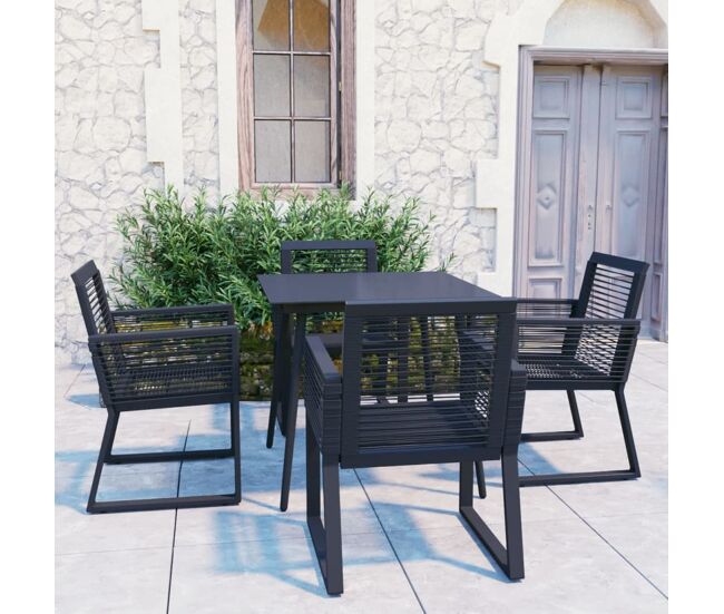Juego de comedor para jardín 5 piezas ratán pvc negro vidaxl