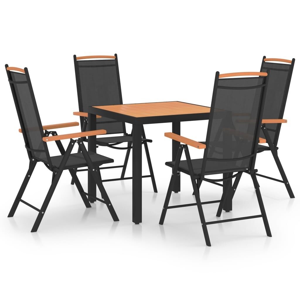 Juego de comedor para e jardín 5 piezas aluminio negro vidaxl
