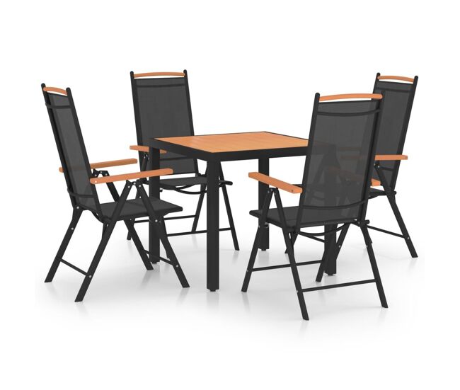 Juego de comedor para e jardín 5 piezas aluminio negro vidaxl