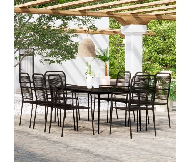 Juego de comedor de jardín 9 piezas negro vidaxl