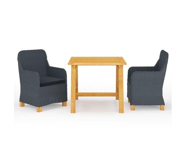 Juego de comedor para jardín 3 piezas gris oscuro vidaxl