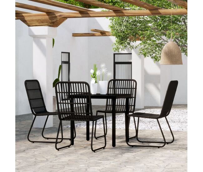 Juego de comedor de jardín 5 piezas negro vidaxl