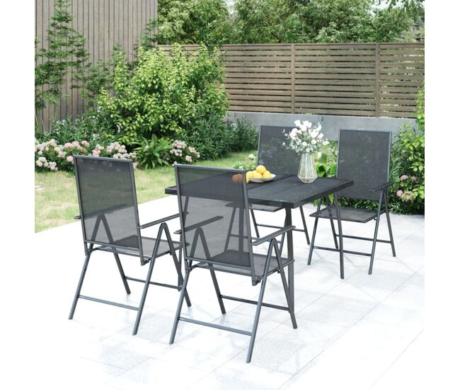Juego de comedor de jardín 5 piezas acero gris antracita vidaxl
