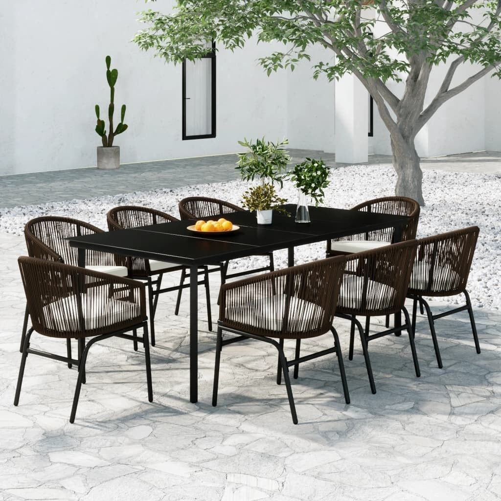 Juego de comedor de jardín 9 piezas marrón vidaxl
