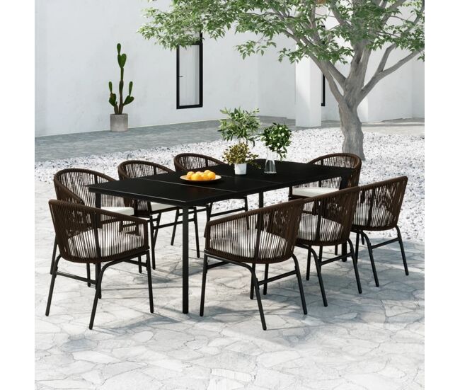 Juego de comedor de jardín 9 piezas marrón vidaxl