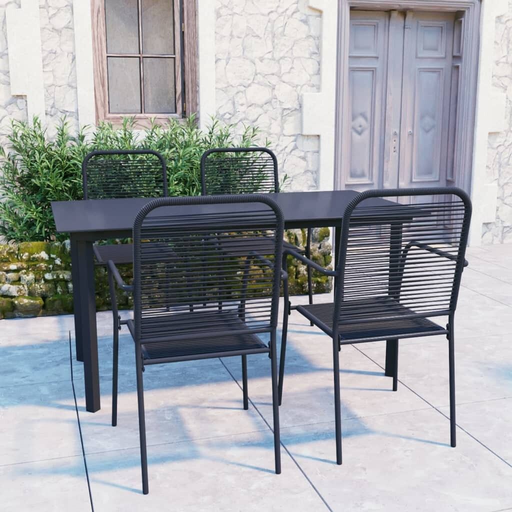 Set de comedor de jardín de 5 piezas vidrio y acero negro vidaxl