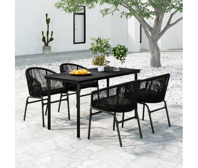 Juego de comedor para jardín 5 piezas negro vidaxl