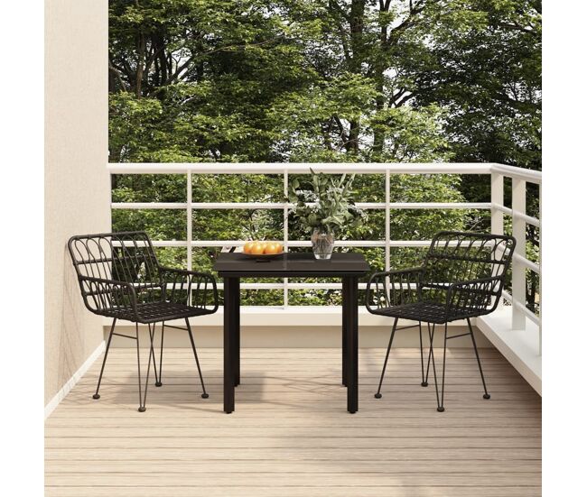 Juego de comedor de jardín 3 piezas ratán sintético negro vidaxl