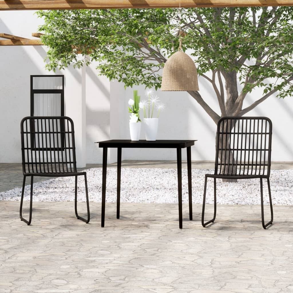 Juego de comedor para jardín 3 piezas negro vidaxl