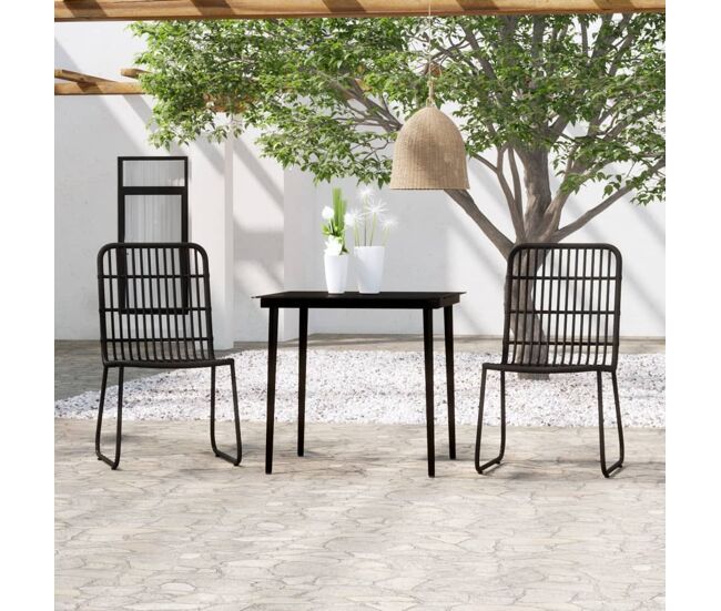 Juego de comedor para jardín 3 piezas negro vidaxl