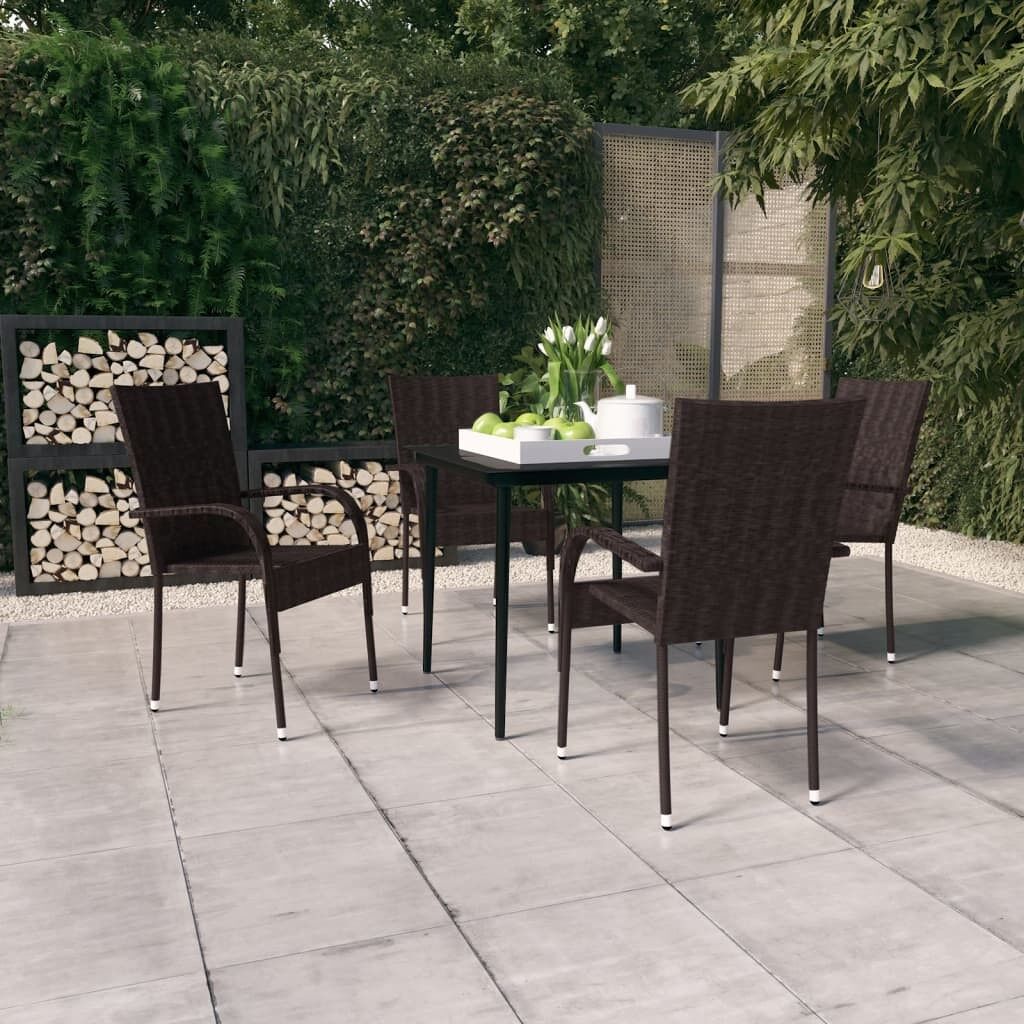 Juego de comedor de jardín 5 piezas negro y marrón vidaxl