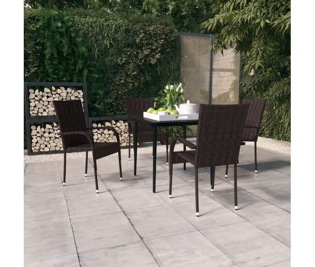 Juego de comedor de jardín 5 piezas negro y marrón vidaxl
