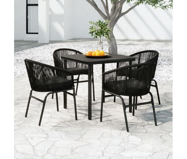 Juego de comedor para jardín 5 piezas negro vidaxl