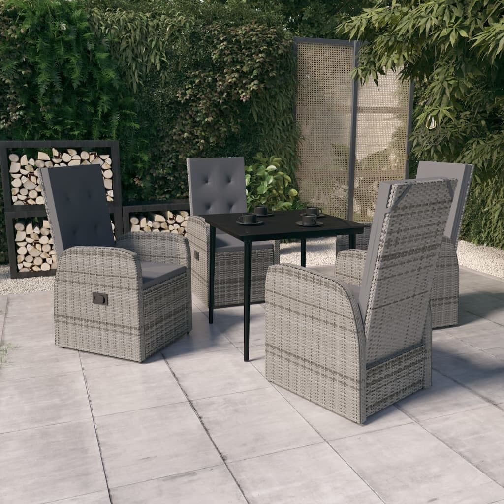 Juego de comedor para jardín de 5 piezas y cojines gris vidaxl