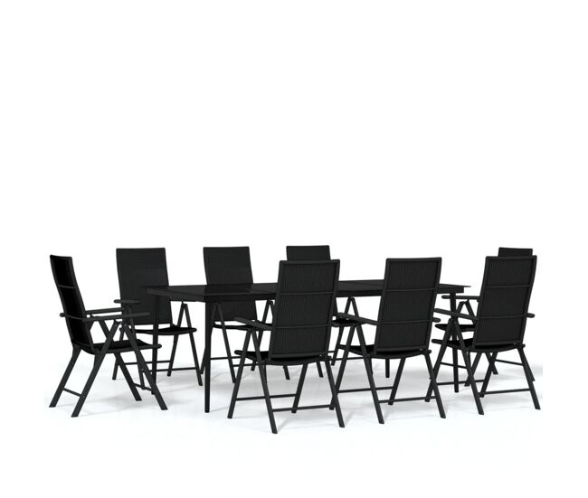 Juego de comedor para jardín 9 piezas negro vidaxl