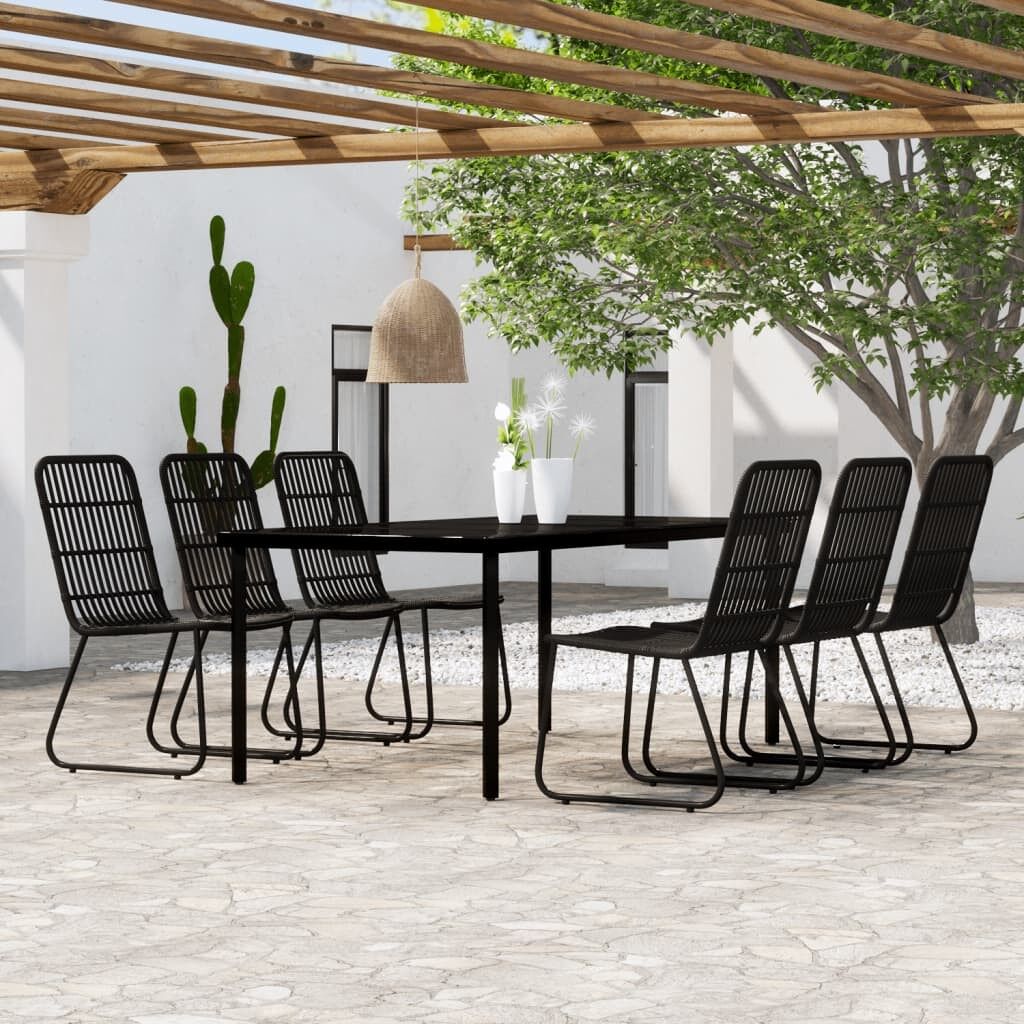 Juego de comedor para jardín 7 piezas negro vidaxl