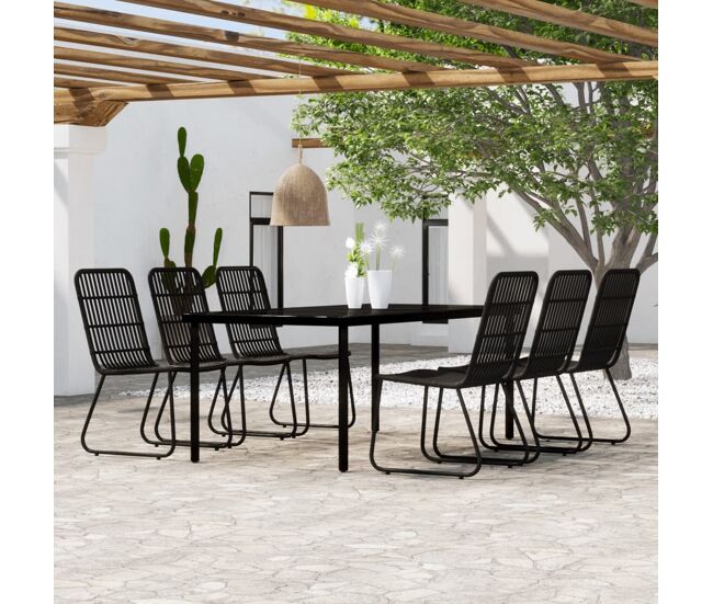 Juego de comedor para jardín 7 piezas negro vidaxl