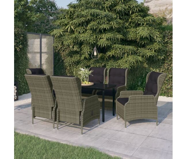 Juego de comedor para jardín 7 piezas marrón vidaxl