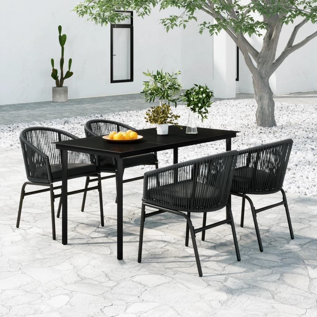 Juego de comedor para jardín 5 piezas ratán sintético gris vidaxl
