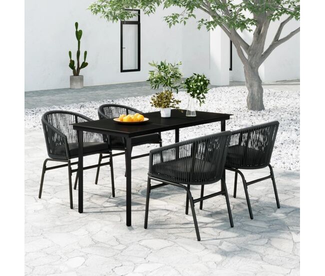 Juego de comedor para jardín 5 piezas ratán sintético gris vidaxl