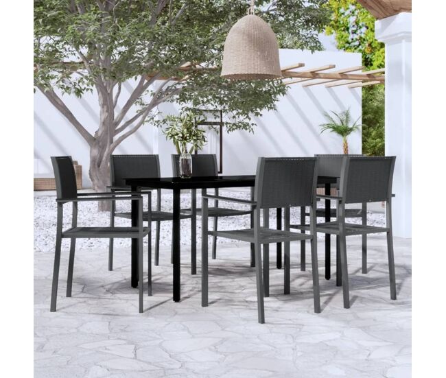Juego de comedor para jardín 7 piezas negro vidaxl
