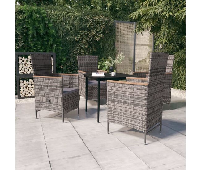 Juego de comedor de jardín de 5 piezas y cojines gris vidaxl