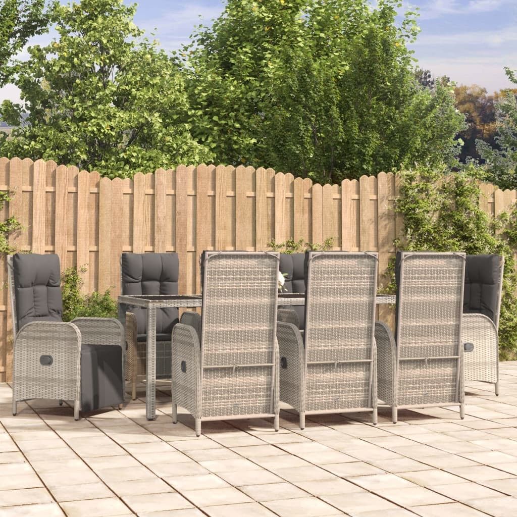 Set comedor jardín 9 pzas y cojines ratán sintético gris vidaxl