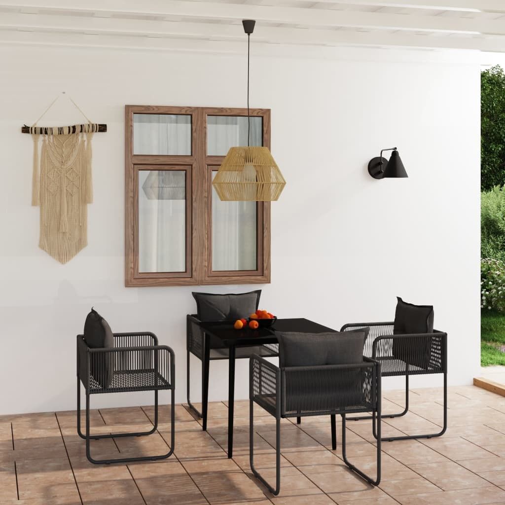 Juego de comedor para jardín 5 piezas negro vidaxl