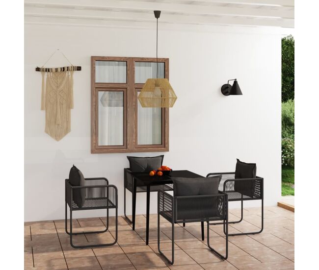 Juego de comedor para jardín 5 piezas negro vidaxl