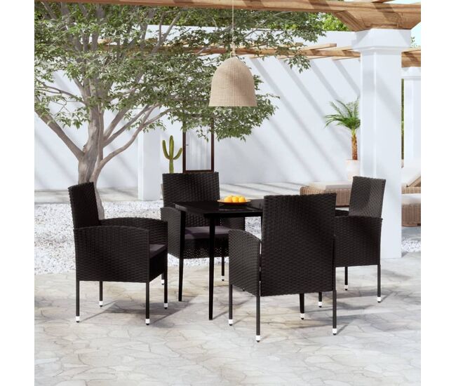 Juego de comedor para jardín 5 piezas negro vidaxl