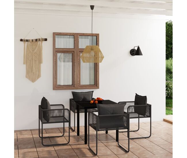 Juego de comedor para jardín 5 piezas negro vidaxl