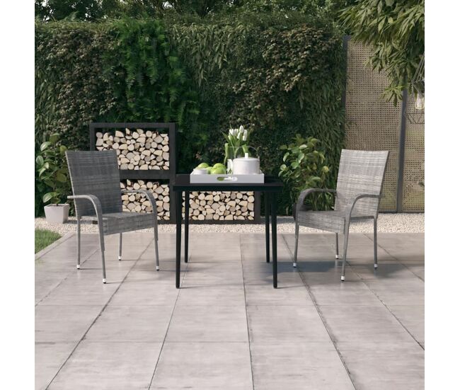 Juego de comedor para jardín 3 piezas gris y negro vidaxl