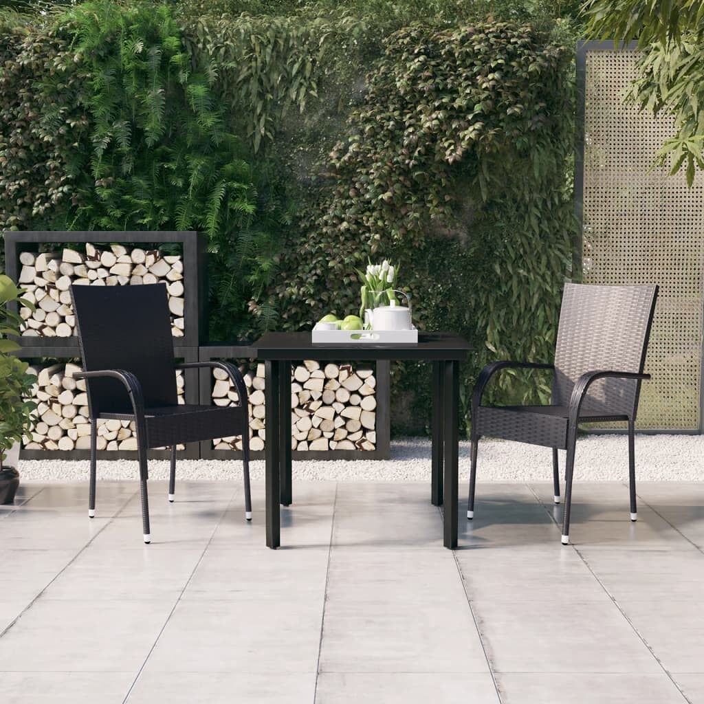 Juego de comedor de exterior de 3 piezas negro vidaxl