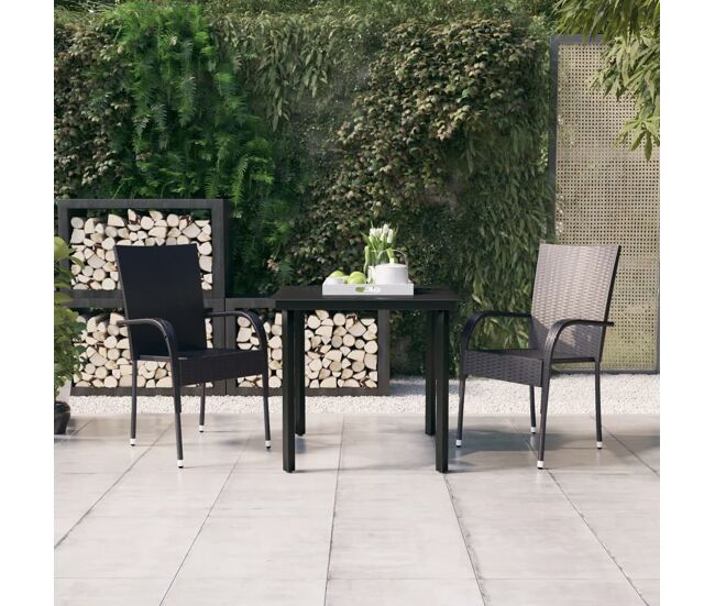Juego de comedor de exterior de 3 piezas negro vidaxl