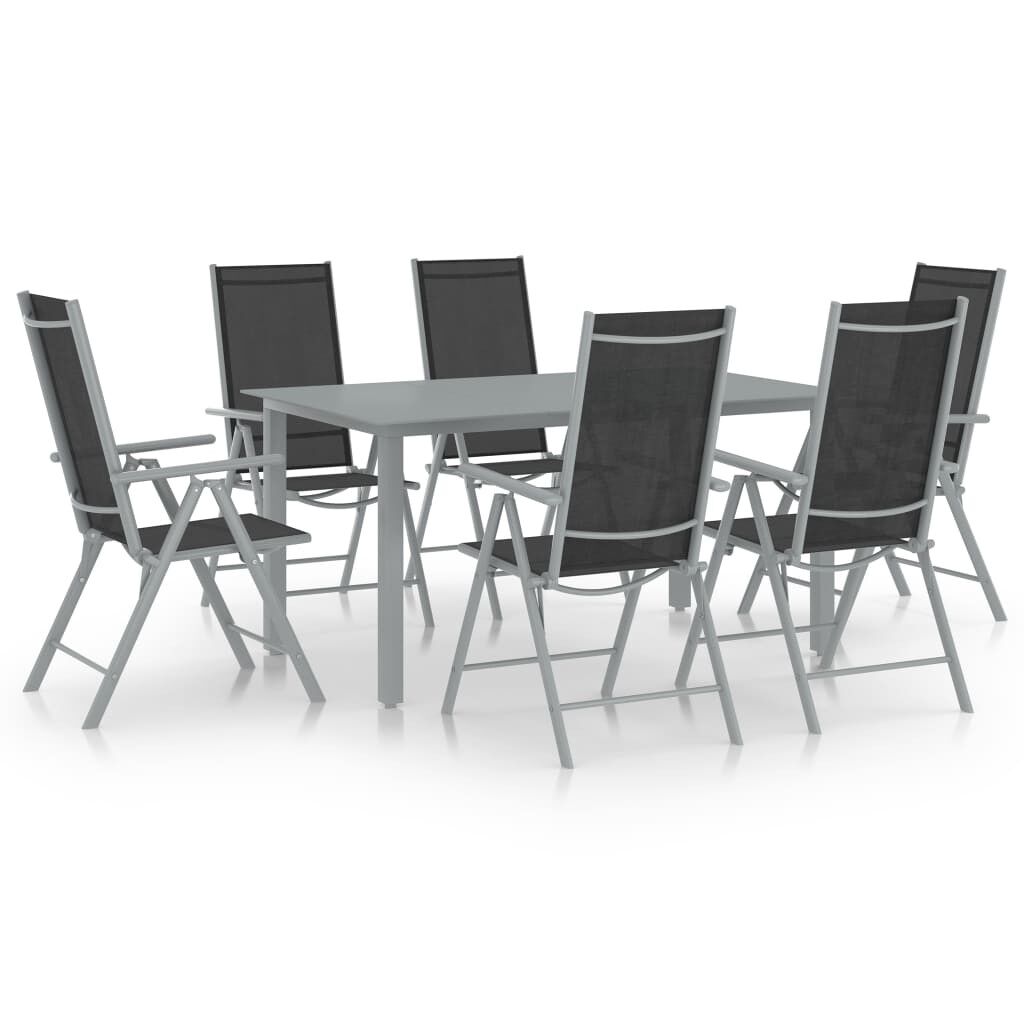 Set de comedor para jardín 5 piezas aluminio plata y negro