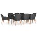 Juego de comedor para jardín con cojines Juego de comedor para jardín con cojines Negro