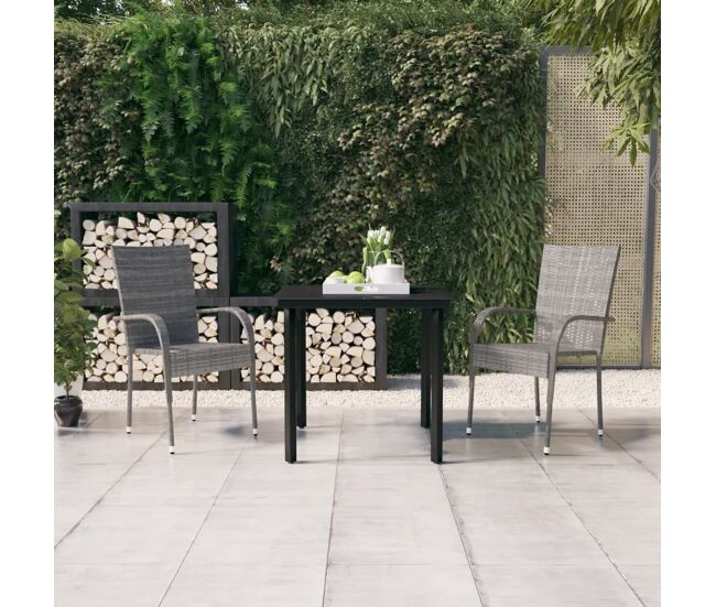 Juego de comedor para jardín 3 piezas gris y negro vidaxl