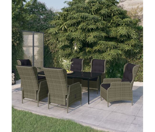 Juego de comedor para jardín 7 piezas marrón vidaxl