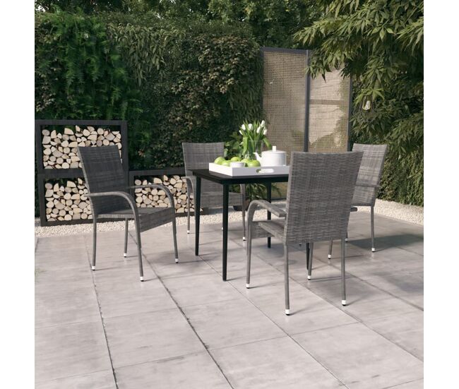 Juego de comedor de jardín 5 piezas gris y negro vidaxl