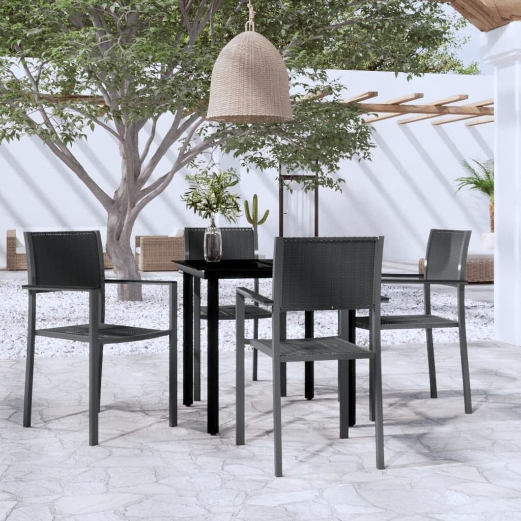 Juego de comedor para jardín 5 piezas negro vidaxl