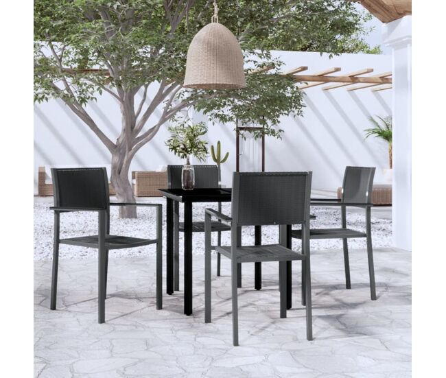 Juego de comedor para jardín 5 piezas negro vidaxl