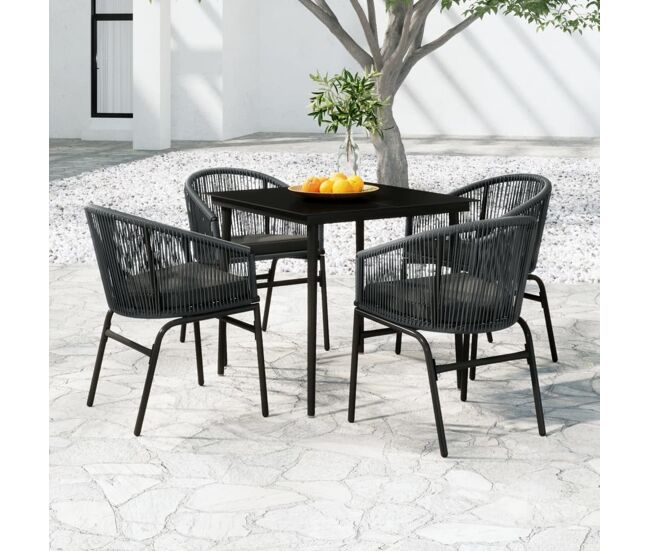 Juego de comedor para jardín 5 piezas ratán sintético gris vidaxl