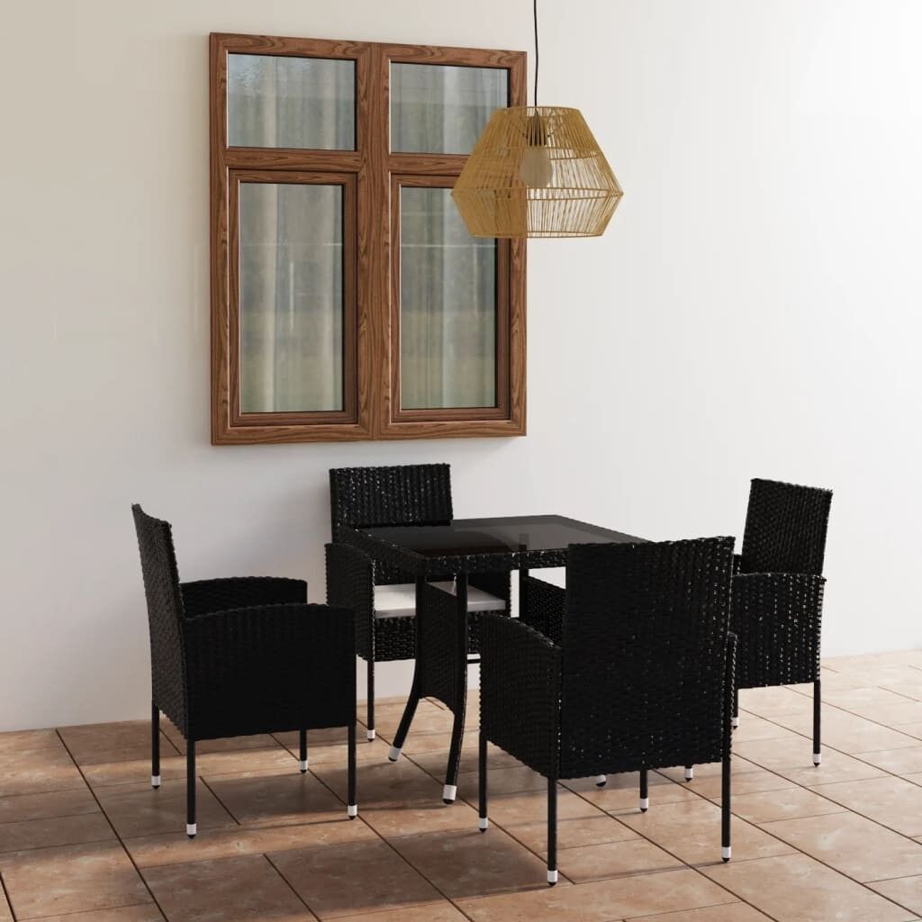 Juego de comedor para jardín 5 piezas ratán sintético negro vidaxl