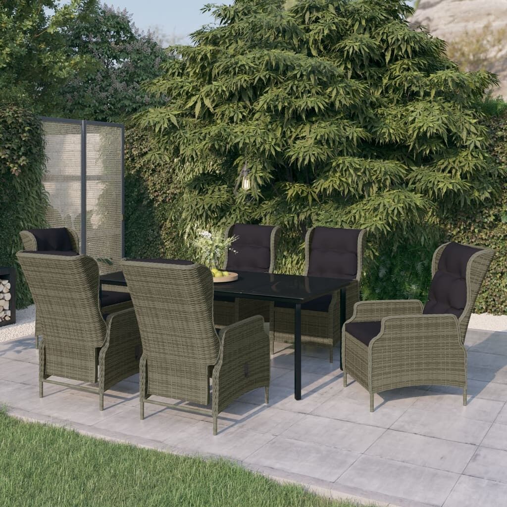 Juego de comedor para jardín 7 piezas marrón vidaxl
