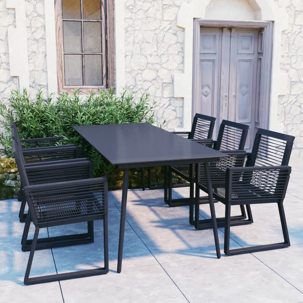 Juego de comedor para jardín 7 piezas ratán pvc negro vidaxl