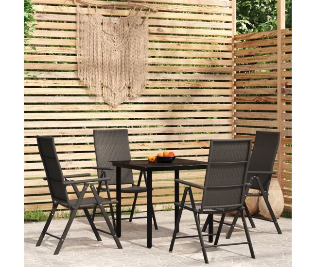 Juego de comedor de jardín 5 piezas negro vidaxl