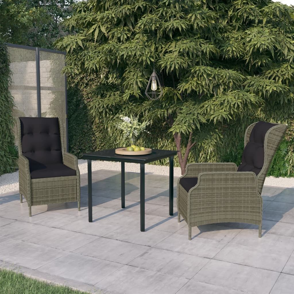 Juego de comedor de jardín de 3 piezas marrón vidaxl