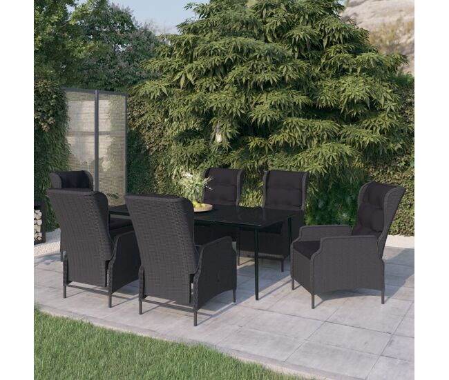 Juego de comedor para jardín 7 piezas gris oscuro vidaxl